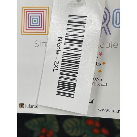 LuLaRoe Nicole Dress Women’s Size 2XL A line Holly Black Green Red Short Sleeve - Picture 5 of 12